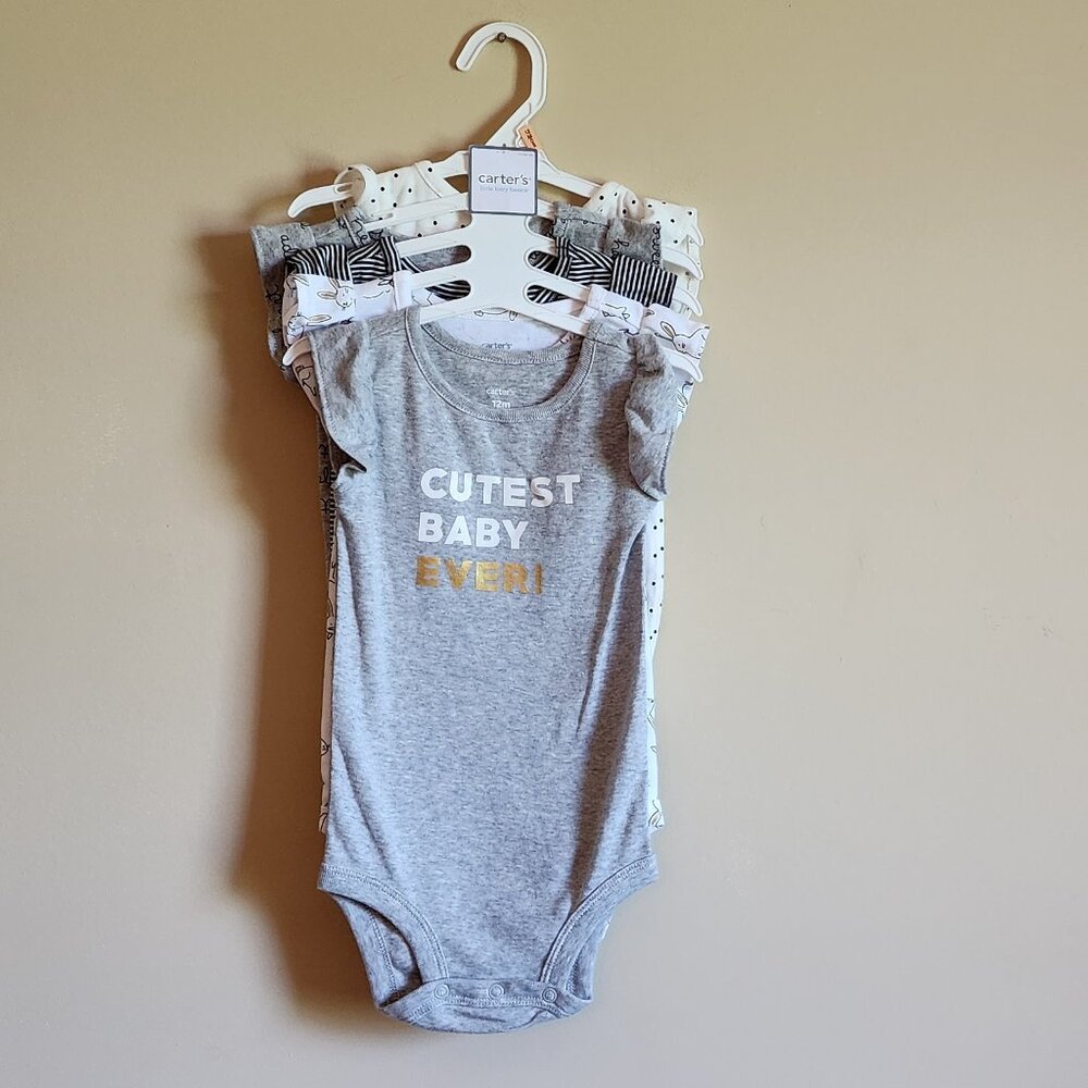 Carters Baby Girl Cotton 5 Pack Body Suit Size 12 Months NWT